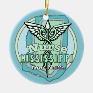 Adorno De Cerámica Caduceo de enfermera de Mississippi