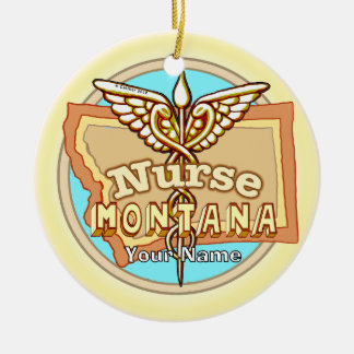 Adorno De Cerámica Caduceo de enfermera de Montana
