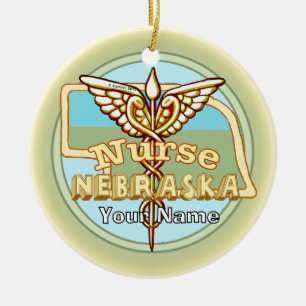 Adorno De Cerámica Caduceo de enfermera de Nebraska