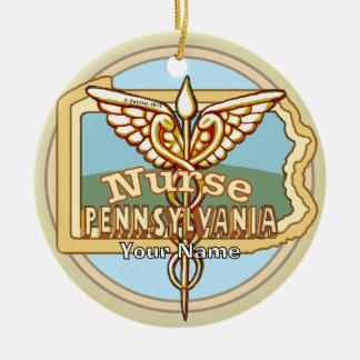 Adorno De Cerámica Caduceo de Enfermera de Pensilvania