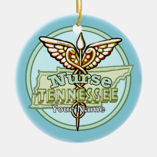 Adorno De Cerámica Caduceo de Enfermera de Tennessee
