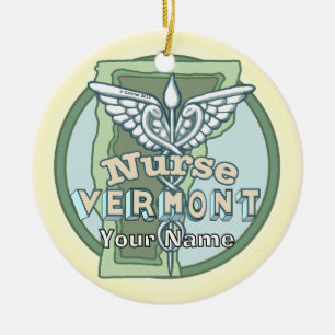 Adorno De Cerámica Caduceo de Enfermera de Vermont