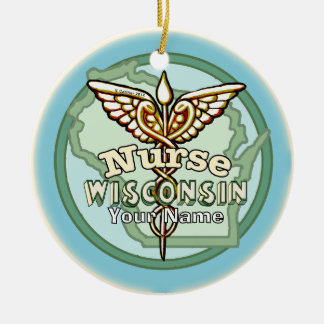 Adorno De Cerámica Caduceo de Enfermera de Wisconsin