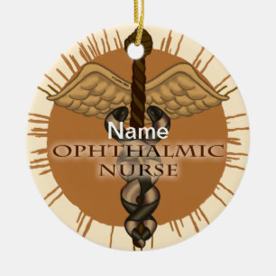 Adorno De Cerámica Caduceo de Enfermera Oftálmica