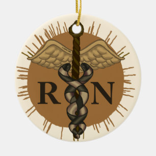 Adorno De Cerámica Caduceo de enfermera titulada