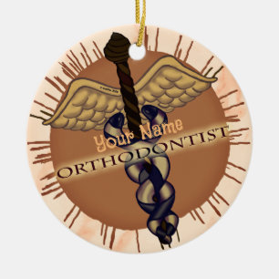 Adorno De Cerámica Caduceo de Ortodoncista