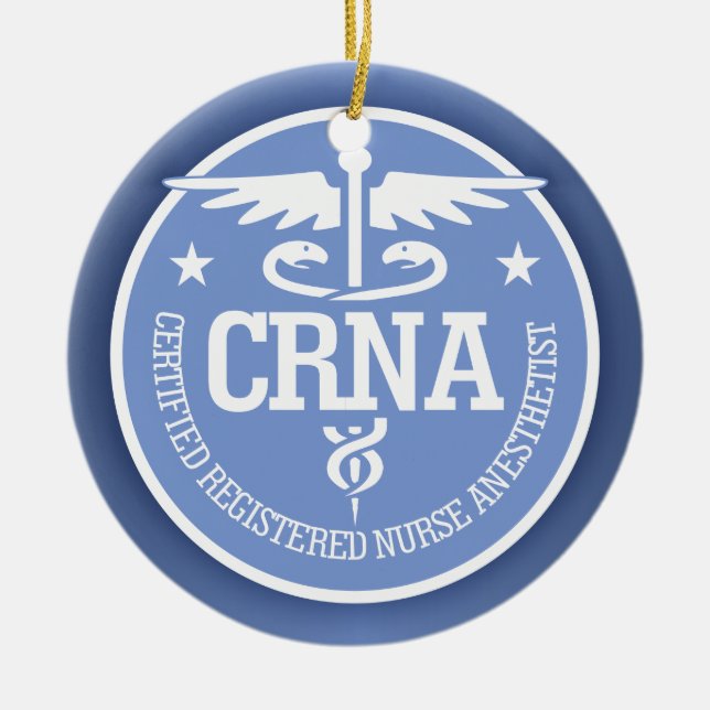 Adorno De Cerámica Caduceus CRNA ideas de regalo (Frente)
