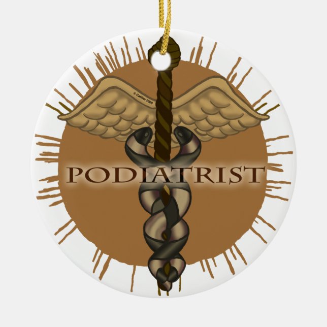 Adorno De Cerámica Caduceus podiatrista (Frente)