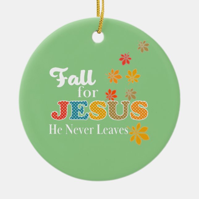 Adorno De Cerámica Cae por Jesús nunca deja Punto de Polka Cristiano (Frente)