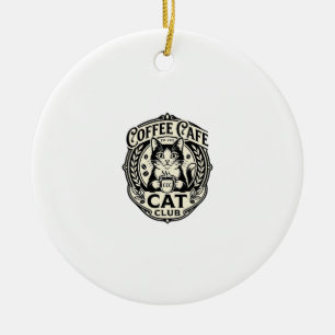Adorno De Cerámica Café de Café Gato Divertido Gráfico - Café de Café