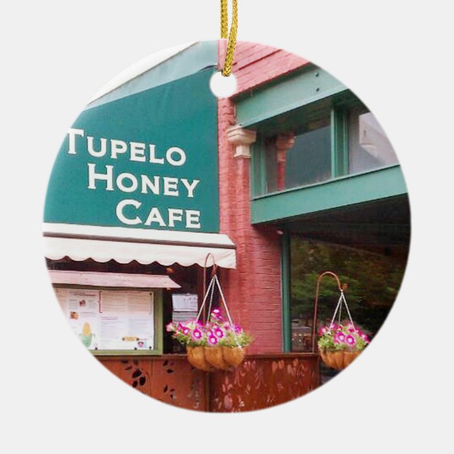 Adorno De Cerámica Café de la miel del Tupelo, Asheville, Carolina (Frente)