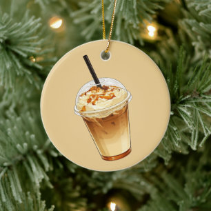 Adorno De Cerámica Café helado con caramelo y nueces