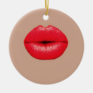 Adorno De Cerámica Café Lips besar arte pop
