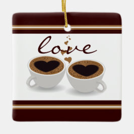 Adorno De Cerámica Café personalizado y pareja de Navidades enamorado