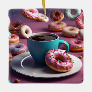 Adorno De Cerámica Café y Donas