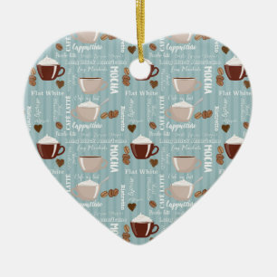 Adorno De Cerámica Cafetería Cups Líneas verticales azules Caffeine G