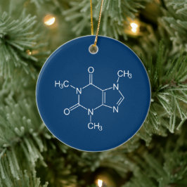 Adorno De Cerámica Caffeine Molecule Blue Ceramic Ornament