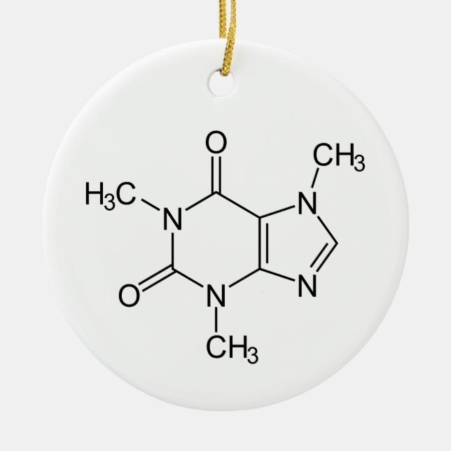Adorno De Cerámica Caffeine Molecule Chemistry Coffee Atoms (Frente)
