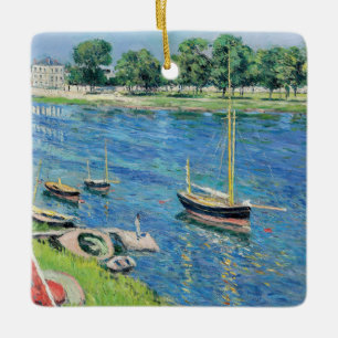 Adorno De Cerámica Caillebotte - Sena en Argenteuil, Barcos anclados