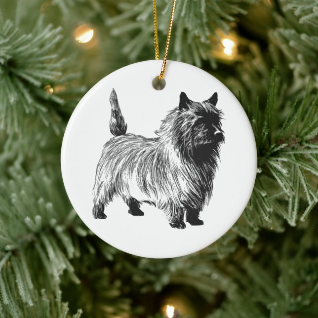 Adorno De Cerámica Cairn Terrier (Árbol)