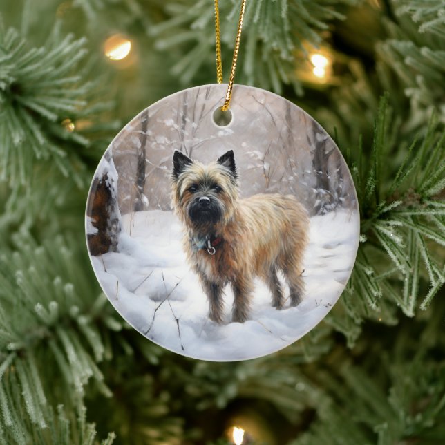Adorno De Cerámica Cairn Terrier deja que nieve Navidades (Árbol)