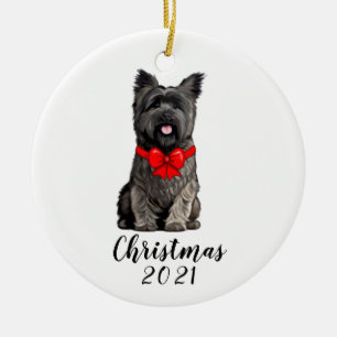 Adorno De Cerámica Cairn Terrier en Navidades reprimen Personalizable