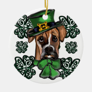 Adorno De Cerámica Caja de San Patricio Perro Boxer