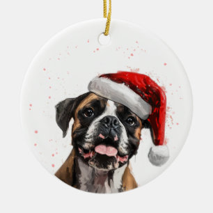 Adorno De Cerámica Caja Feliz Perro de Navidad Personalizada
