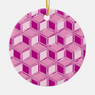 Adorno De Cerámica Cajas 3D de Chrome - rosa fucsia