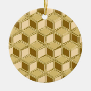Adorno De Cerámica Cajas cromadas 3-d - de color dorado