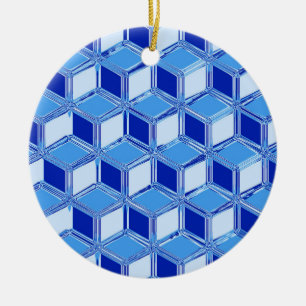 Adorno De Cerámica Cajas cromadas 3d - azul cobalto