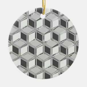 Adorno De Cerámica Cajas cromadas 3d - gris plateado