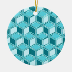 Adorno De Cerámica Cajas cromadas 3d - turquesa / aqua