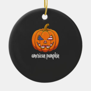 Adorno De Cerámica Calabaza Americana Patriótica Jack O Lanter de Hal