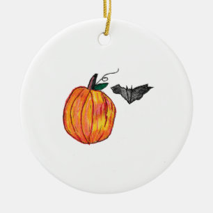 Adorno De Cerámica Calabaza con bata gris