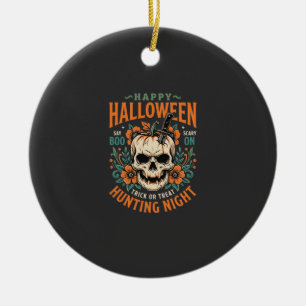 Adorno De Cerámica Calabaza de cráneo de Halloween Diseño de noche de