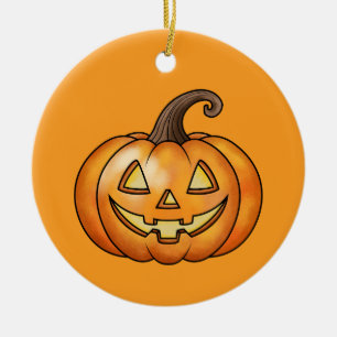 Adorno De Cerámica Calabaza de dibujos animados naranja con texto per
