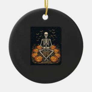 Adorno De Cerámica Calabaza De Esqueleto De Halloween Diseño Retro Vi