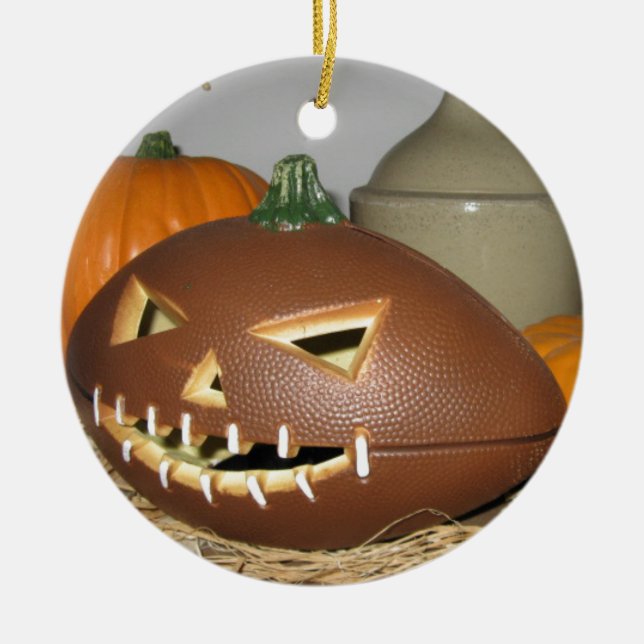 Adorno De Cerámica Calabaza de fútbol (Frente)