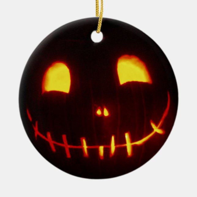 Adorno De Cerámica Calabaza de Halloween (Frente)