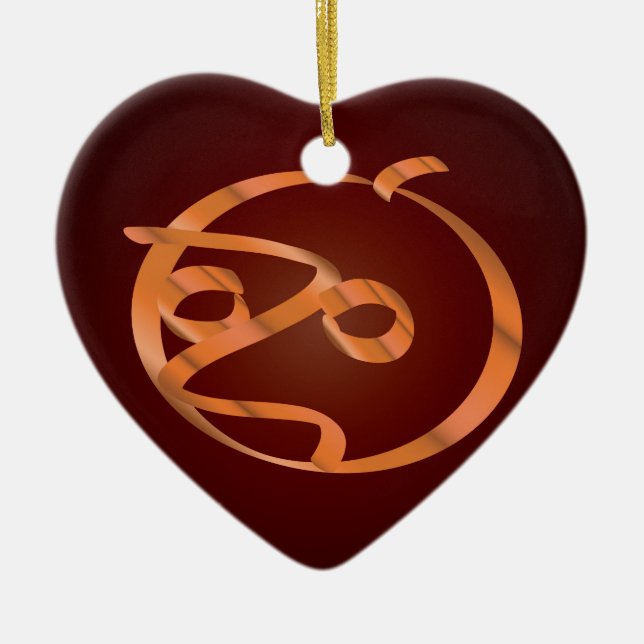 Adorno De Cerámica Calabaza de Halloween (Frente)