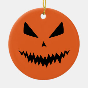 Adorno De Cerámica calabaza de Halloween cara de Jack O'lantern negra