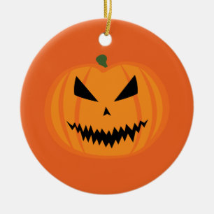 Adorno De Cerámica calabaza de Halloween cara de Jack O'lantern negra