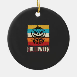 Adorno De Cerámica Calabaza De Halloween Cráneo Retro Vintage