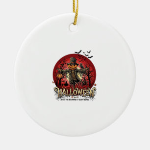 Adorno De Cerámica Calabaza de Halloween Espantapájaros Cuervo Murcié