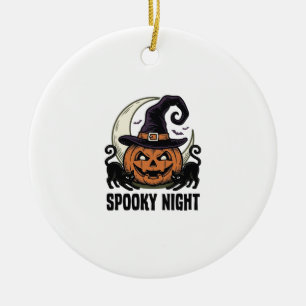Adorno De Cerámica Calabaza de Halloween Gato Bruja Sombrero Camiseta