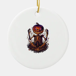 Adorno De Cerámica Calabaza de Halloween Portal de Magia de Esqueleto