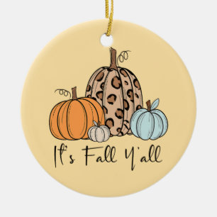 Adorno De Cerámica Calabaza de moda de otoño “Es otoño, chicos” cit