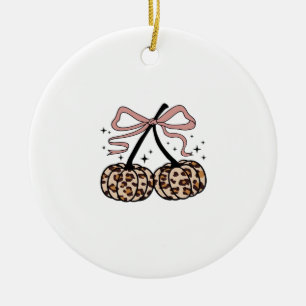 Adorno De Cerámica Calabaza de Otoño, Cerezas de Calabaza, Calabaza L