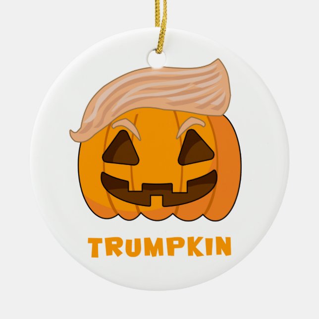 Adorno De Cerámica Calabaza de Trumpkin Donald Trump (Frente)